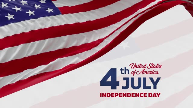 United States American Flag 4th July Text independence day animation