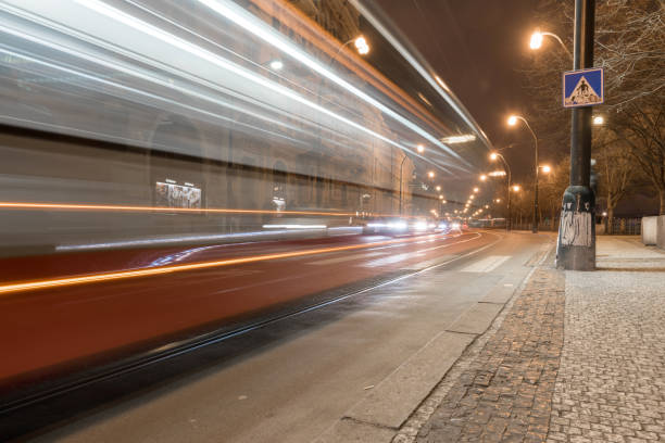 istock Long Exposure with Tram in Action, Prague, Czech. 1498251012