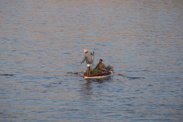 Boating at the lake for fishing in morning