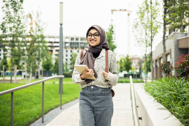 istock Student wearing a hijab in the city 1498256969