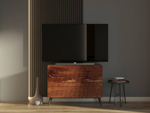 istock Large Smart Tv mockup on chest in room 1498257133