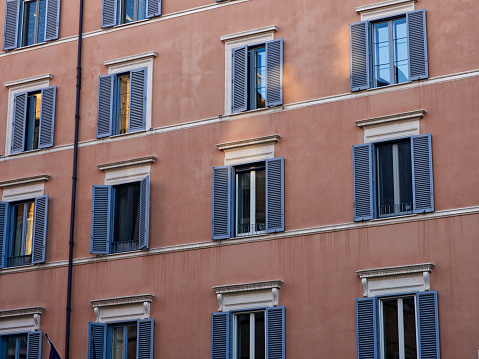 Building facades and architectural photography views in Rome, Italy