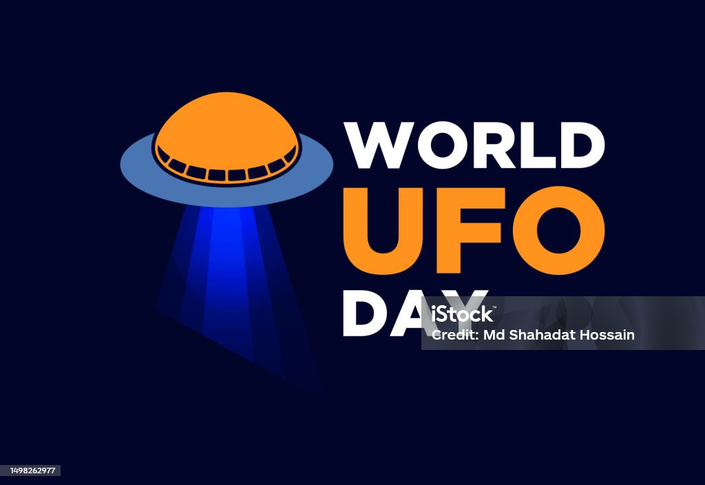 Happy World Ufo Day Ufo Flying Spaceship Vector Illustration Stock