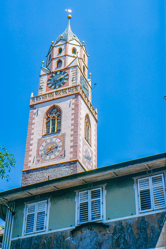 1989 old Positive Film scanned, Parish Church Saint Nicholas of Merano, Trentino Alto Adige, Italy.