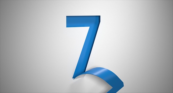 Number 7 peeling revealing digit information countdown