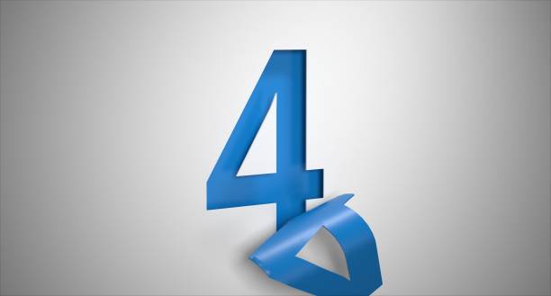 Number 4 peeling revealing digit information countdown