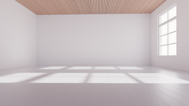 Empty room with light comes in, 3d rendering.