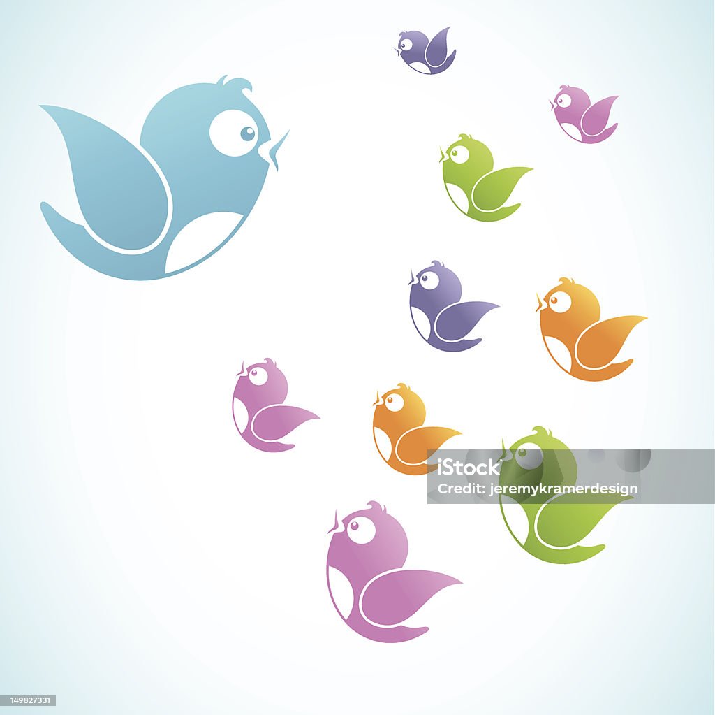 Many colorful birds representing a social media gathering Vector illustration of social media  Abstract stock vector