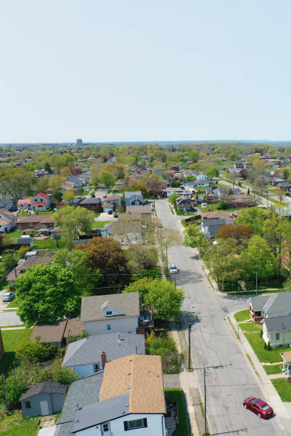 istock Aerial vertical of Thorold, Ontario, Canada on spring day 1498273772