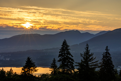 Sunset view from Burnaby Mountain, British Columbia, Canada