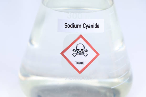 Sodium Cyanide Solution, Hazardous chemicals and symbols on containers, chemical in industry or laboratory