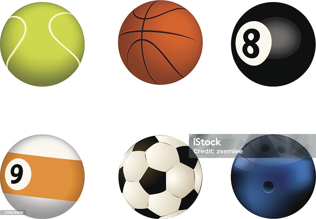 Illustrazione vettoriale di sport palloni - arte vettoriale royalty-free di Ambientazione esterna