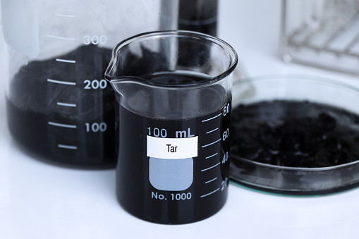 Coal Tar Lab Testing Tar In Container Laboratory Quality Testing Concepts Stock Photo ...