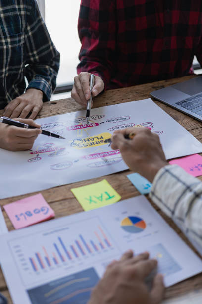 istock Meetings, exchange ideas about start-ups, young entrepreneurs with colleagues, young people, be creative, brainstorm to analyze the results of market research or sales statistics. Vertical Image 1498292173