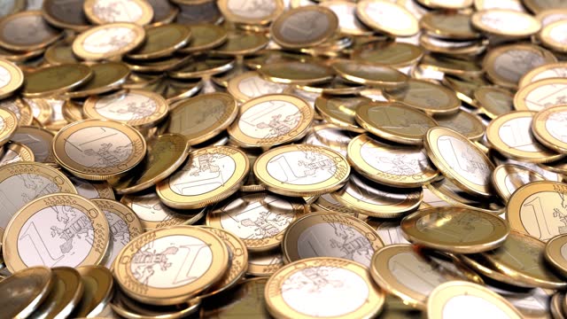 Falling Euro Coins in a 3D animation