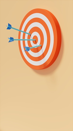 Success Concept 2023 Arrow Hits Bull's Eye Target. 3D Render