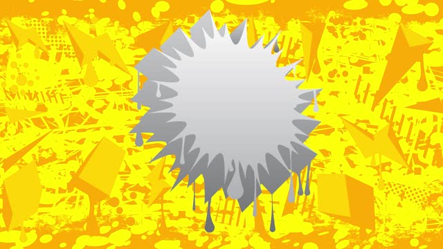 White Graffiti Speech Bubble on yellow background animation.