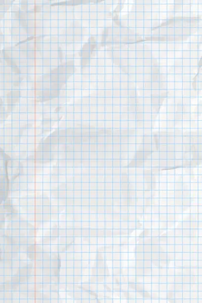 Vector illustration of White Ñlean crumpled checkered paper