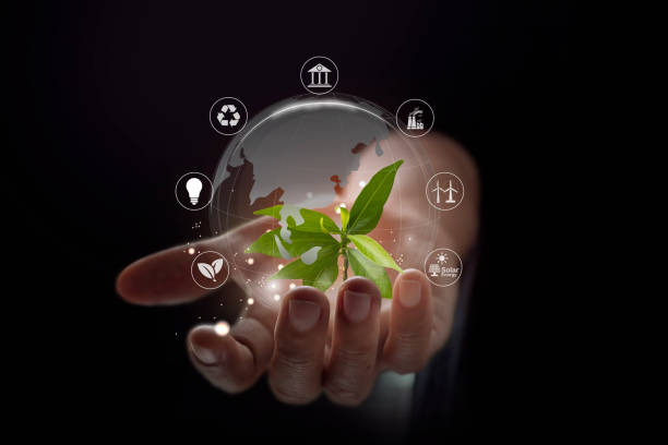 istock Hand holding glass globe protecting. Saving environment, save clean planet, ecology concept. Card for World Earth Day. 1498307445