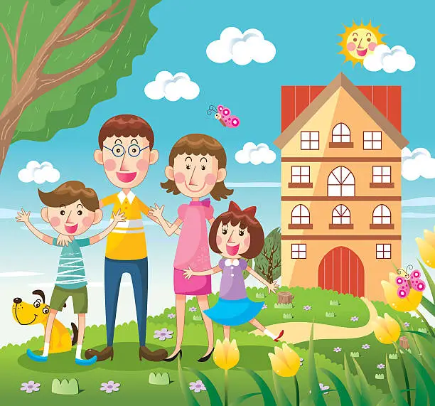 Vector illustration of Happy Family