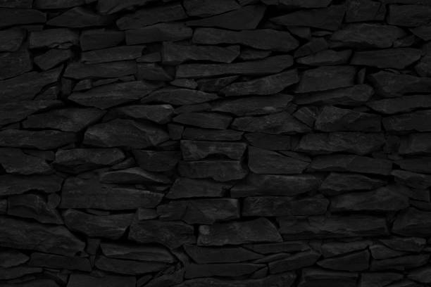 istock Old dark black stone brick wall texture with vintage style for background and design art work. 1498310480