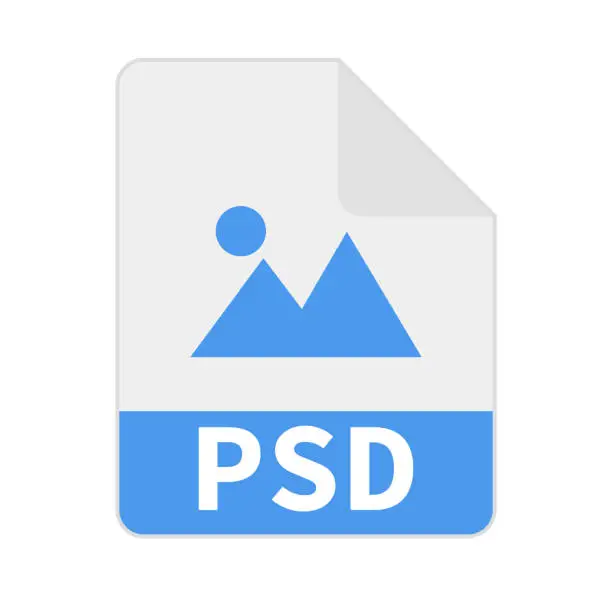 Vector illustration of Flat design PSD file icon. PSD data icon. Vector.