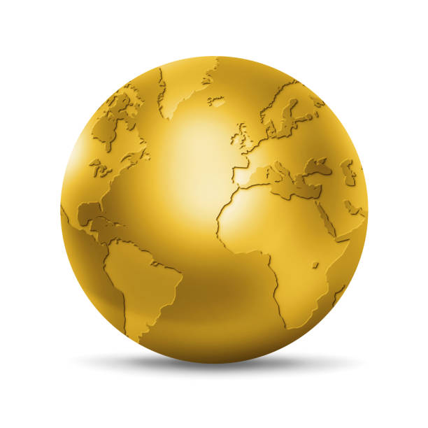 istock Gold world globe isolated on white background 1498315183