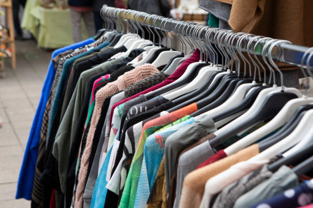 istock Clothes on a market stall 1498315436