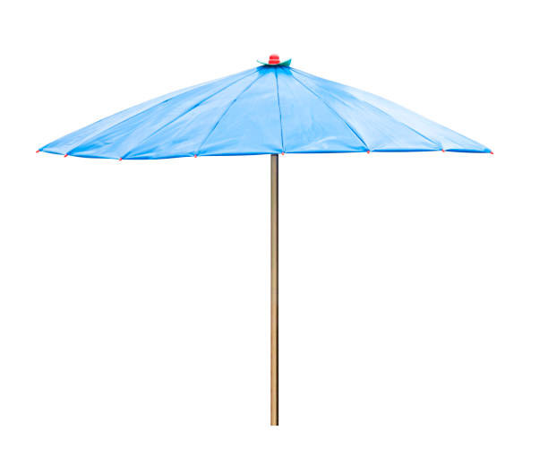 istock Blue beach umbrella isolated on white background with clipping path 1498320964