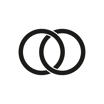 Interlocking circles, rings contour. Circles, rings concept icon. Vector illustration. stock image. EPS 10.