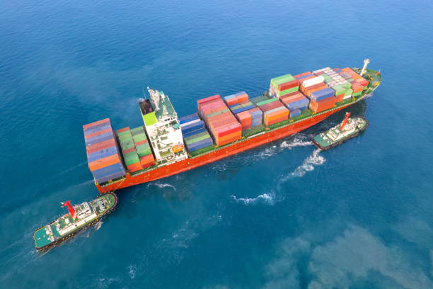 istock Aerial top view container ship full load container for logistics import export, shipping or transportation concept background. shipyard at sunrise, logistic import export and transport industry background 1498328670