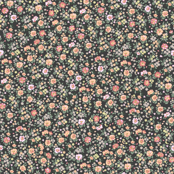 istock Floral pattern. Beautiful purple and red flowers on a dark green background. Seamless vector texture. Spring bouquet. 1498328699