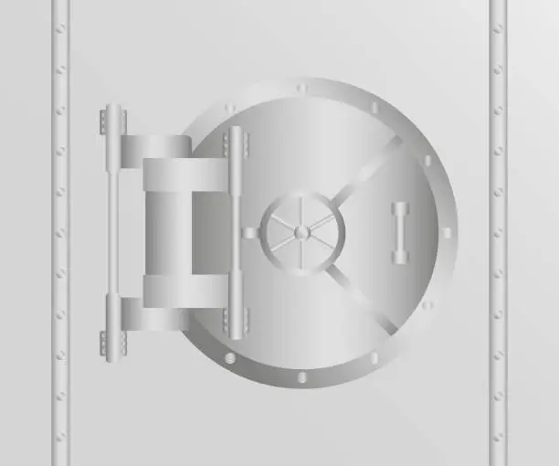 Vector illustration of Front View Of Bank Vault Door