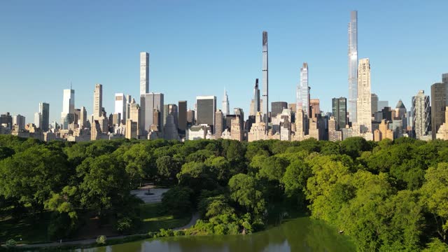Aerial view of Central Park and Billionaires' Row in New York City, USA