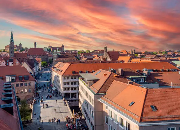 Cityscape of Nuremberg in Franconia