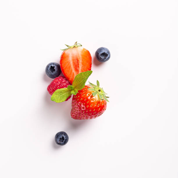 istock Strawberry, raspberry and blueberry on white background 1498338628