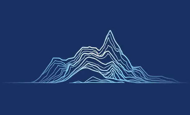 Vector illustration of minimal abstract mountain art, wave topography strip line, illustration vector