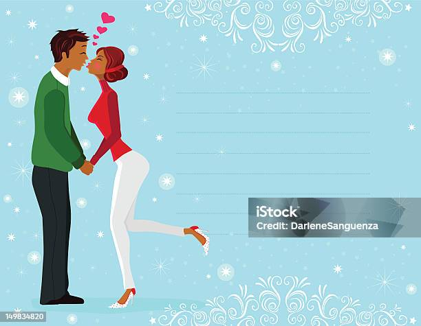 冬の Kiss グリーティングカード - お祝いのベクターアート素材や画像を多数ご用意 - お祝い, きまり悪さ, イラストレーション