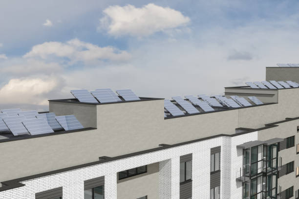 istock Apartment Buildings With Solar Panels On The Roofs 1498348286
