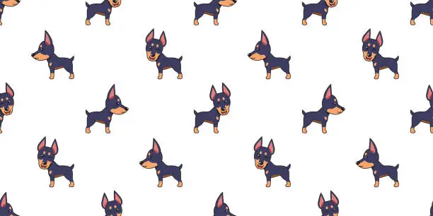 Vector illustration of Vector cartoon doberman dog seamless pattern background