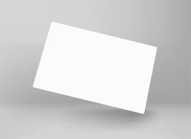 Vector illustration of Single blank white business cards. 3d vector mockup for branding