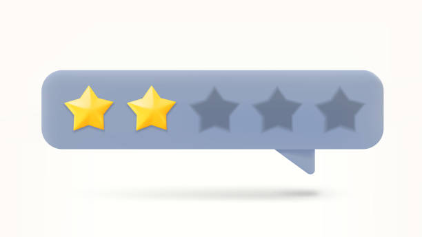 istock Speech bubble with 2 golden rating stars. Feedback concept. 3d vector illustration 1498350758