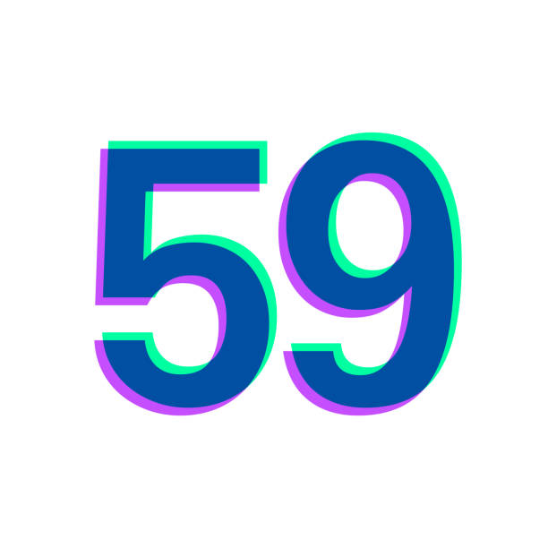 istock 59 - Number Fifty-nine. Icon with two color overlay on white background 1498353135