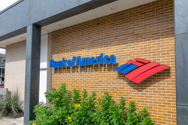 Bank of America Seguin, Texas, USA. 31 May 2023. Bank of America sign on a building in Seguin. bank-of-america stock pictures, royalty-free photos & images