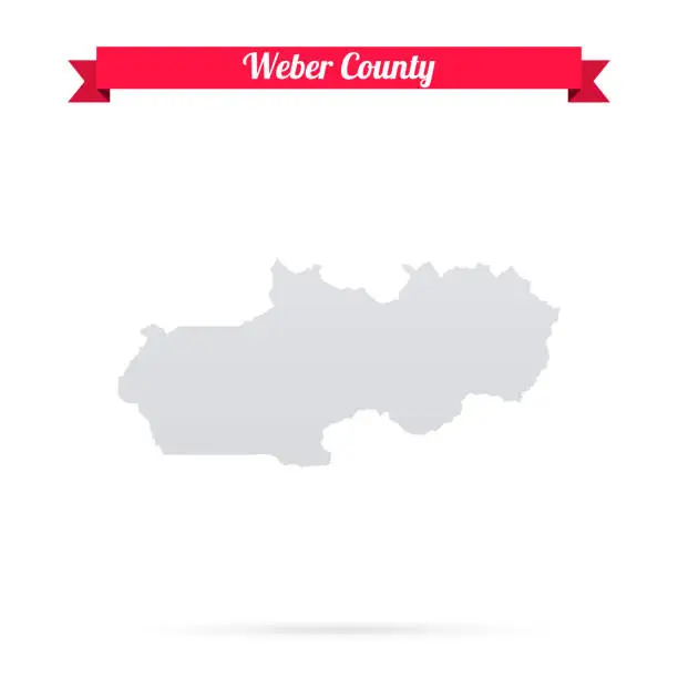 Vector illustration of Weber County, Utah. Map on white background with red banner