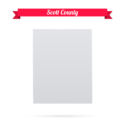 Contea Di Scott Mappa Su Sfondo Bianco Con Banner Rosso Immagini