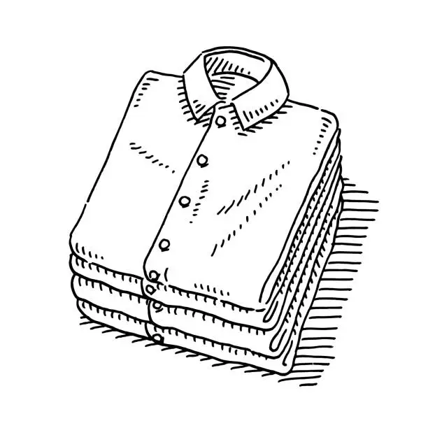 Vector illustration of Stack Of Mens Shirts Drawing