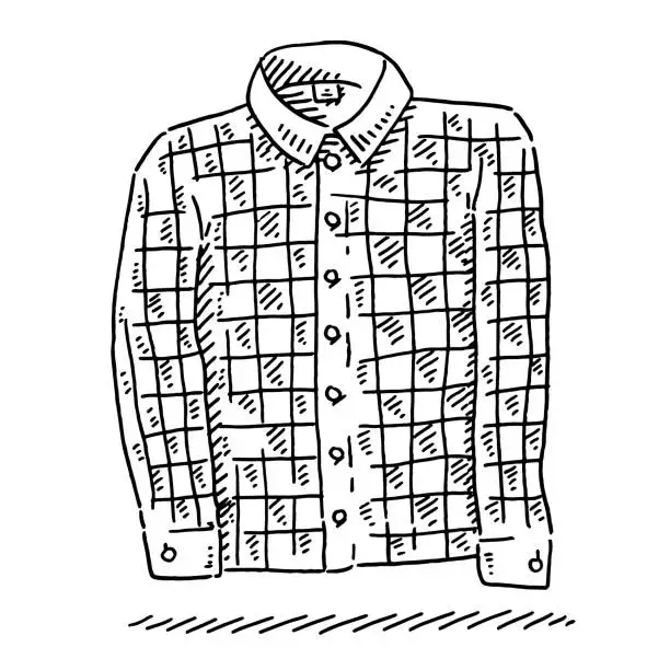 Vector illustration of Shirt Checkered Pattern Clothing Drawing