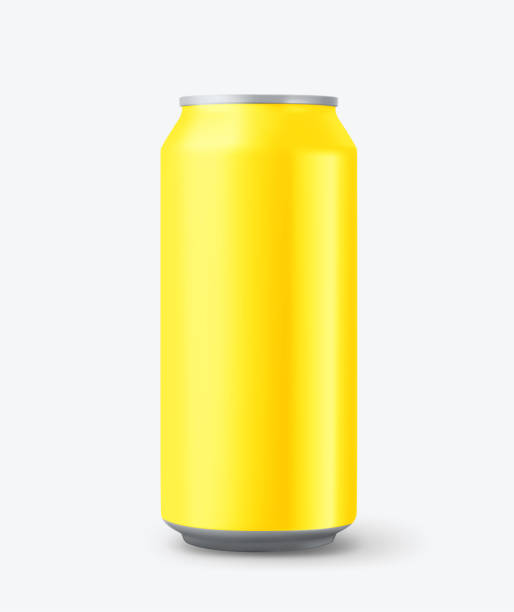 istock Yellow aluminium 500 ml can mockup isolated on white background. 3d vector illustration 1498357174