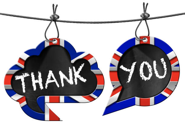 istock Two Speech Bubbles with Text Thank You in English Language 1498366917